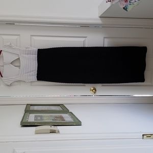 Calvin Klein Full length pleated gown,  back slit. Fully lined